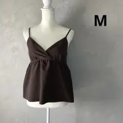 美品 ユニクロ ギャザーキャミソール ブラウン M 春夏のサムネイル