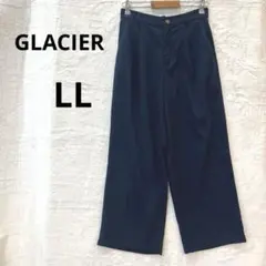 美品 GLACIER グラシア タック ワイドパンツ ネイビー 紺色 LL