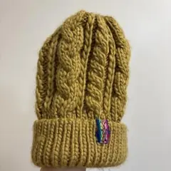 チチカカ　ケーブル編み ニット帽 マスタード