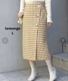 【新品未使用】【ラビアンジェ】ゴールドボタンツイードスカート Lサイズ 春服