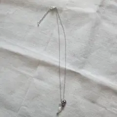 No.5　パープルパールとクリスタルのネックレス　ハンドメイド