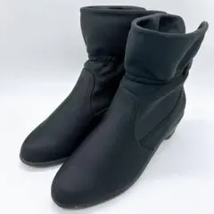 【晴雨兼用】Wacoal Tear 23.5 ショートブーツ ウェッジソール 黒のサムネイル