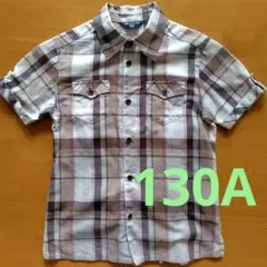 COMME CA DU MODE FILLE半袖シャツ130Aブラウン系チェック