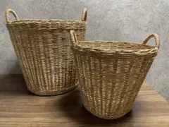 バスケット 収納かご ラタン 籐 インテリア 雑貨 　大・中２個セット