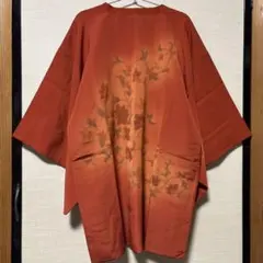着物のコート オレンジ×花