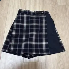 ikka チェック柄 ラップ風キュロット 130
