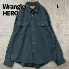 ラングラーヒーロー 長袖シャツ ベロア 深緑 レトロ USA古着【6947】
