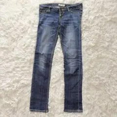 【オゾック】美品✨スキニーデニム インディゴブルー　ウエストゆったり　M 38号のサムネイル