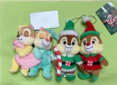 チップ  デール　ぬいバ　プラッシュキーチェーン　ディズニーストア　クリスマス