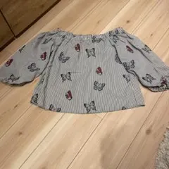 ZARA BASIC 蝶柄バルーンスリーブトップス M