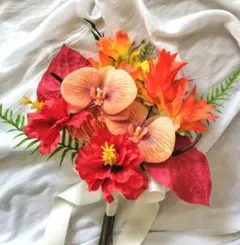 No.2841クラッチブーケハイビスカス胡蝶蘭アーティフィシャルフラワー造花