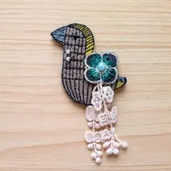 2552＊ブローチ【woodbird✖️piha】ミナペルホネン生地ꕤハンドメイド