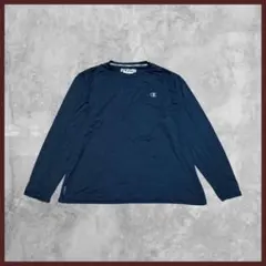 US古着 Champion チャンピオン プリントロゴ ロンT ネイビー 2XLのサムネイル
