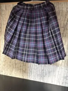 飛鳥未来 プリーツスカート ネイビー×パープルチェック W66 丈53 夏用 飛鳥未来 プリーツスカート ネイビー×パープルチェック W66 丈53 夏用
