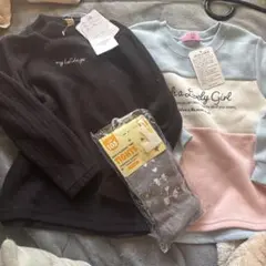 新品♡タグ付き　3点　女の子　黒・水色・ピンク トレーナーセット 110
