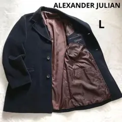 アンゴラ混毛100%メンズチェスターコートブラック