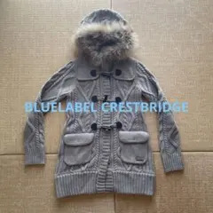 BLUELABEL CRESTBRIDGE ファー付きケーブルニットカーディガン