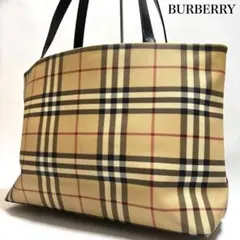 バーバリー トートバッグ メガチェック レザー PVC 大容量 肩掛け