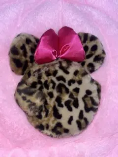 即日発送 ミニーマウス ヒョウ柄 キーホルダーミラー
