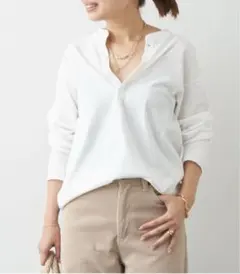 ドゥーズィエムクラス アメリカーナ LONGSLEEVE Tシャツ ナチュラル白 ドゥーズィエムクラス アメリカーナ LONGSLEEVE Tシャツ ナチュラル白