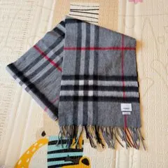 バーバリー　マフラー　カシミヤ　チェック　グレー
