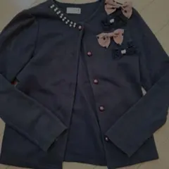 めちゃ可愛い☆韓国子供服 ネイビー パールリボン付きカーディガン