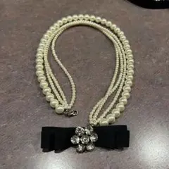 パールリボンネックレス