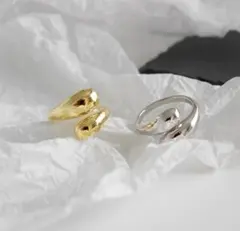 【オススメ】 シルバーゴールド 指輪 サージカルステンレス 曲線美✨ 調節可能