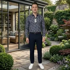 【タグ付・新品】H&M プレミアムコットン ペイズリーシャツ Ｌサイズ