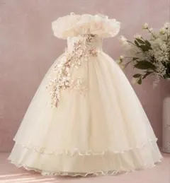 シャンパンチュールフラワードレス　発表会　結婚式　ハロウィン
