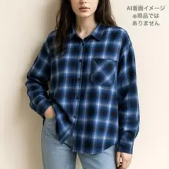 美品 オンブレ チェックシャツ ブルー系 ネルシャツ ストリート 古着 Y2K