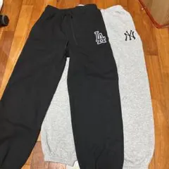 NY & ロサンゼルス・ロジャース ジョガーパンツ ブラック・グレー　二つセット