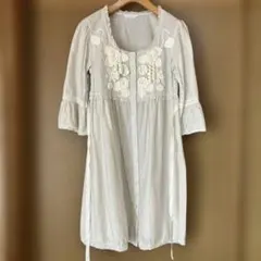 ピンクハウス　チュニック　ベージュ系　 お花モチーフ　レース　ピコフリル