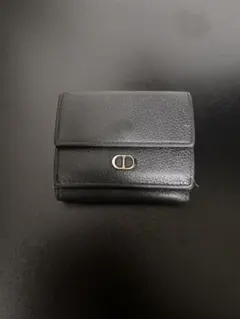 Dior 三つ折り財布 ブラック CDロゴ レザー コンパクトウォレット 中古
