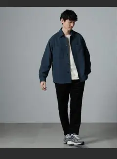 【美品】ナノ・ユニバース テックメルトン CPOシャツブルゾン