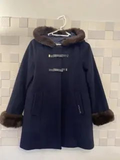 pomponette M 150cm ネイビーコート　フード付ファー付インナー付