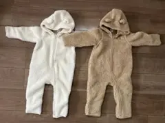 Gap baby ボア素材フード付きロンパース2色セット(6-12months)