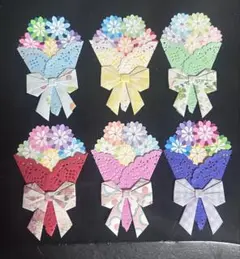 現品限り!!✩.*˚大きめクラフトパンチカラフルレースペーパー花束6枚✩.*˚