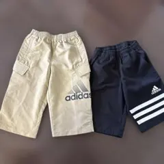 adidas カーゴ　ハーフパン2枚セット　ブラック　ベージュ　130