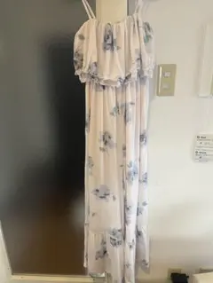【新品未使用】ジェラートピケ　ホワイト花柄マキシドレス