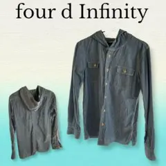 four d Infinity フード付きシャツ デニムブルー