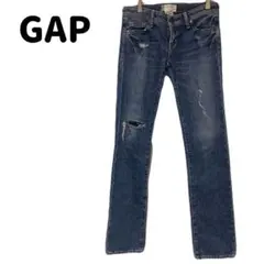【GAP】ダメージ加工 スリムストレートデニム M相当 レディース n4322