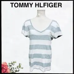 (b-727) TOMMY HLFIGER 太ボーダー 半袖 Tシャツ Mサイズのサムネイル