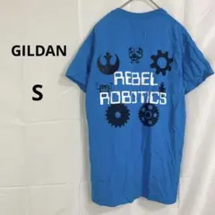 GILDAN◇ギルダン　プリントTシャツ【S】ロボット柄　ブルー　コットン100