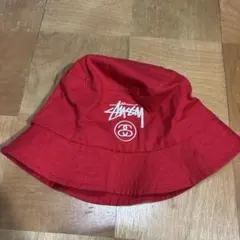 STUSSY 赤 バケットハット S/M バケハ