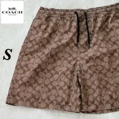 ✨極美品✨COACH シグネーチャー柄 ショーツ 綿 ネイビー 155/66A