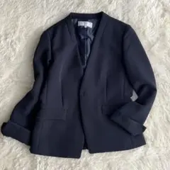 美品　ロペピクニック　360°ウルトラストレッチ　ノーカラージャケット　ネイビー