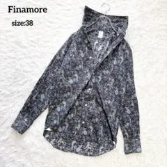 Finamore フィナモレ ホリゾンタルカラーシャツ ペイズリー総柄 38