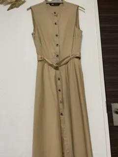 ZARA ノースリーブシャツワンピース ベージュ