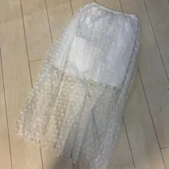 シアースカート　ドット　シアー　ロングスカート　重ね